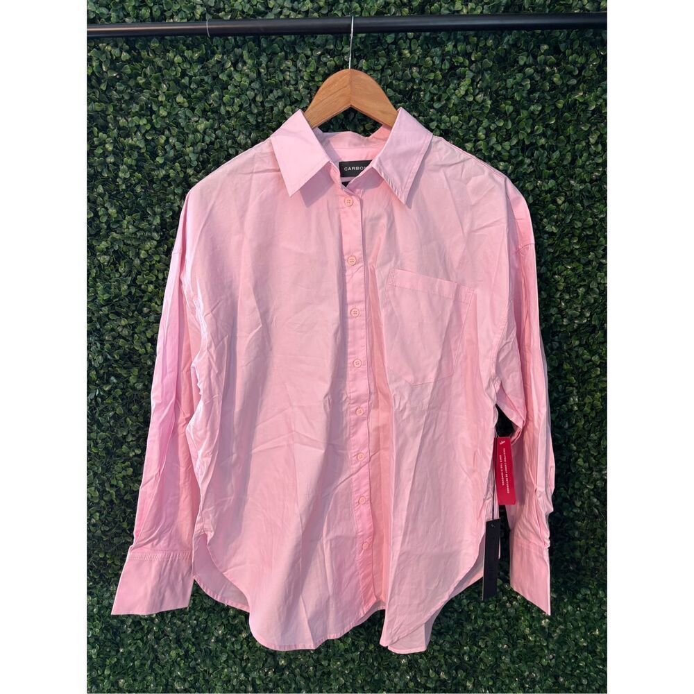 Carbon38 Pink Oversized Tunic Top Button Down Sz Small NWT